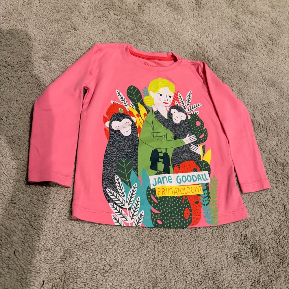 Pink Piccolina Jane Goodall Primatologist Graphic Tee size 4T